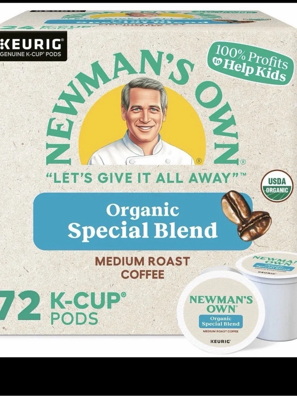 Newman's Own Organics, Special Blend, K-Cup Pods, Medium Roast, 72 Count